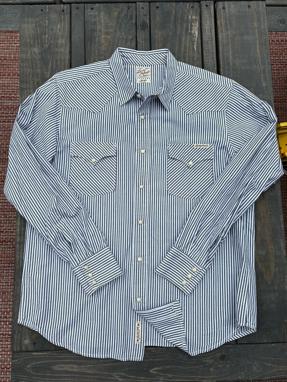 Lucky Brand Distinctive Western Pearl Snap Cotton Long Sleeve Shirt Men’s Size L